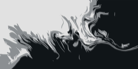 Fototapeta premium Dynamic black and white abstract art with smooth flowing waves and elegant gradient contrast, creating a dramatic modern texture perfect for digital and artistic backgrounds.