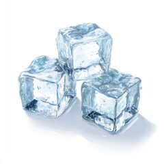 Three ice cubes, translucent and detailed, stacked