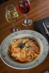 Classic Italian Spaghetti and Meatballs in a Rich Tomato Marinara Sauce