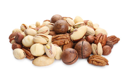 Mix of different nuts isolated on white