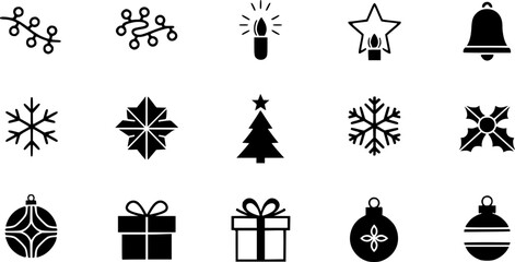 Minimalist holiday light icons: simple shapes for festive decorations
