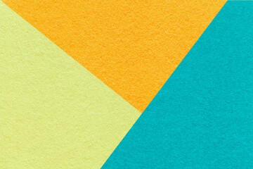 Fototapeta premium Geometric green, yellow and turquoise texture paper background for presentation, banner or card design template