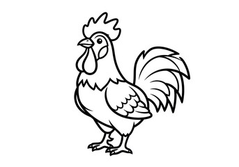 Fototapeta premium Rooster Outline Drawing for Coloring Book or Farm Animal Illustration.