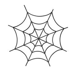 A spider web silhouette illustration with a subtle watercolor texture