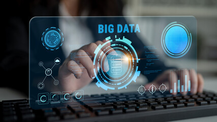Big Data analytics technology for business intelligence and insights. A concept of processing and...