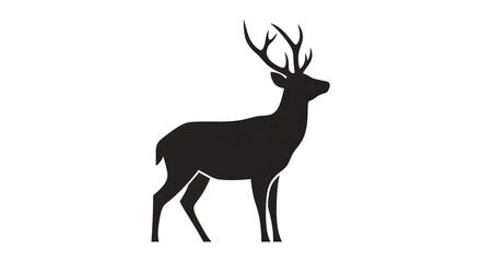 Obraz premium Standing Deer Silhouette Illustration on White Background