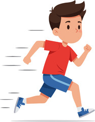 Cartoon Flat Running Boy Illustration With Motion Lines Character Design
