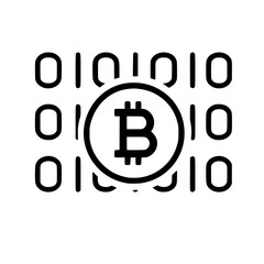 Obraz premium Bitcoin Cryptocurrency Symbol with Binary Code Isolated Icon 