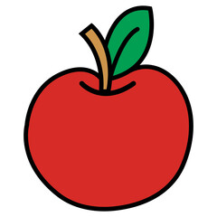 red apple with leaf vector illustration
