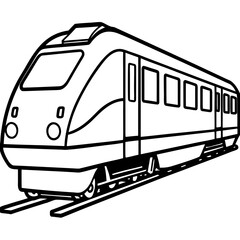 Minimalist Commuter Train Line Art Vector on White Background
