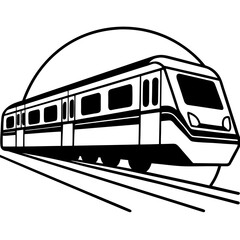 Minimalist Commuter Train Line Art Vector on White Background
