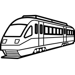 Minimalist Commuter Train Line Art Vector on White Background