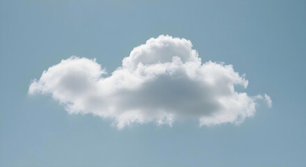 Single Fluffy White Cumulus Cloud in a Bright Blue Sky with Sun Glare