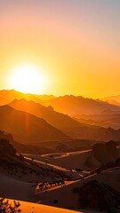 Sunlit Mountain Range with Pathway Cinematic HDR Tropical Photography in Ultra Sharp Green Detail Glowing Daylight