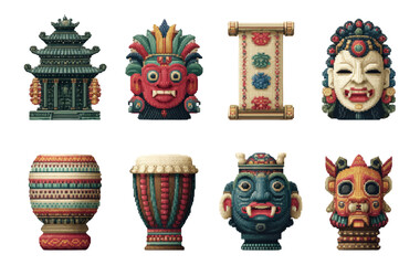 Fototapeta premium Colorful Isolated Decorative Objects with Unique Shapes and Art Styles