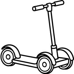 Minimalist Segway Line Art Vector Illustration on White Background
