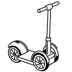 Minimalist Segway Line Art Vector Illustration on White Background