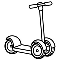 Minimalist Segway Line Art Vector Illustration on White Background