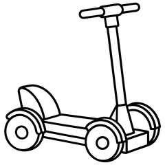 Minimalist Segway Line Art Vector Illustration on White Background
