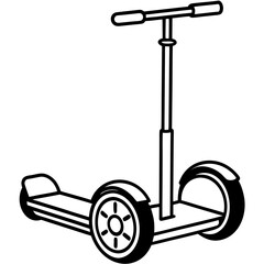 Minimalist Segway Line Art Vector Illustration on White Background
