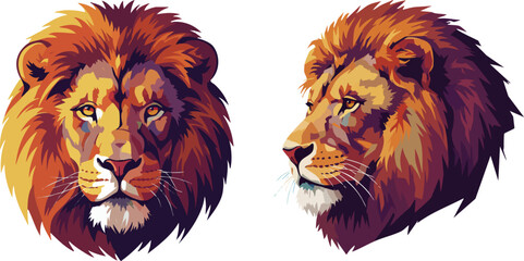Majestic lion portrait in vibrant colors showcasing strength and regal animal beauty