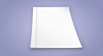 Blank lined paper stack on a light purple surface representing education and notes