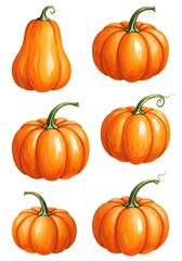 Captivating collection of vibrant orange pumpkins, perfect for fall designs