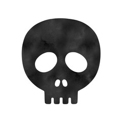 A skull silhouette illustration with a watercolor texture