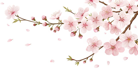 Blossoming Branch: A delicate branch adorned with blooming pink flowers, a gentle breeze carrying falling petals. A symbol of spring, renewal, and natural elegance.