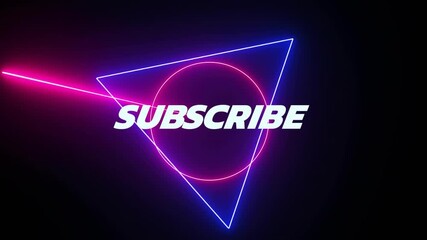 Glitch effect erupting, ring and shapes transforming around SUBSCRIBE text showing subscribe call - Powered by Adobe