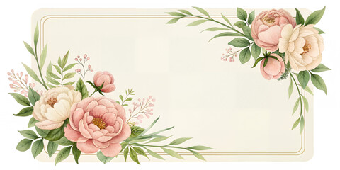 Floral Elegance: A soft, inviting botanical design showcases delicate pink and cream flowers in a frame, perfect for adding a touch of grace and beauty.