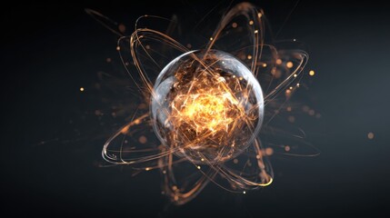 Dynamic atomic structure visualization science lab digital art abstract close-up physics concept
