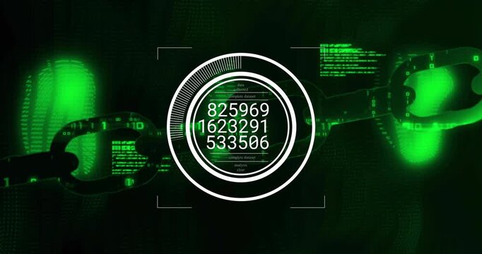 Digital chain link undergoing targeted scanning after reticle locking, updating security data flow