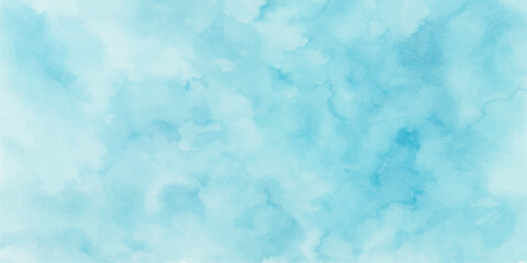 Abstract blue watercolour sky background with clouds and textures