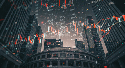 a vibrant digital interface displaying financial data