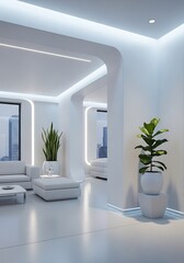 Stylish interior with futuristic architecture and minimalist ambiance