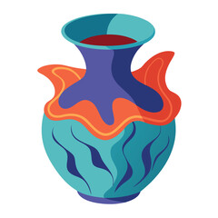 A beautifully imperfect biomorphic ceramic vase in a bold, matte color against a vast white background. Embodies wabi-sabi, modern product design, and artisanal branding.