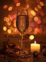 Champagne glasses and candles