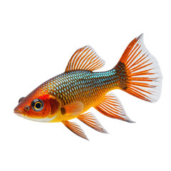 Fototapeta premium Vivid, close-up of a colorful, exotic fish with blue and orange scales