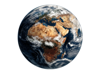 Stunning satellite image of earth africa and europe visible, Isolated On Transparent Background, Png