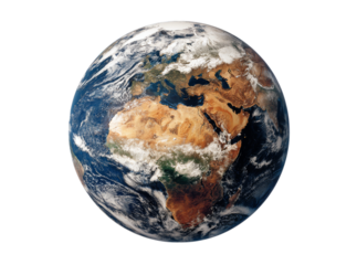 Stunning view of earth from space showing africa and europe, Isolated On Transparent Background, Png