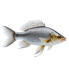 Obraz premium Silver and gold fish with detailed scales, fins, and bright eyes against black