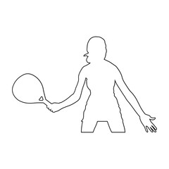 Hand Drawn Woman Playing Padel Tennis. Vector Line Art