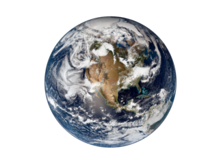 Earth from space showing north america and cloud cover, Isolated On Transparent Background, Png