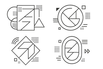 Abstract geometric vector shapes collection. Minimalist line icons set. Modern graphic design elements. Universal trend futuristic forms for logo design and business branding.