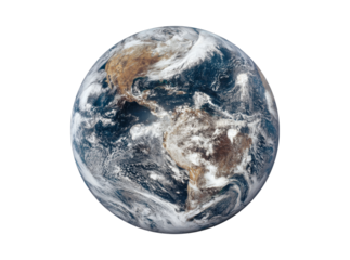 Stunning satellite image of earth showing north and south america cloud cover, Isolated On Transparent Background, Png