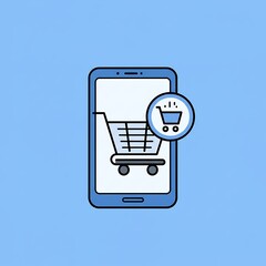 Online shopping app concept with cart icon on smartphone screen digital retail
