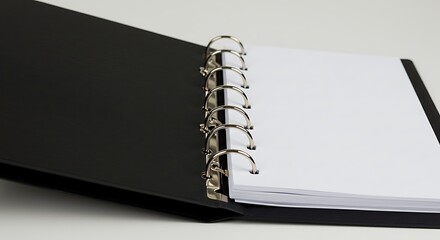Open ring binder with blank sheets, ideal for office or educational use