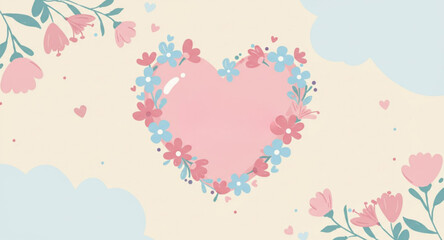 pink heart with flowers