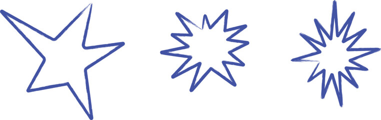 Blue stars icon set scrapbook doodle planner decorative vector.